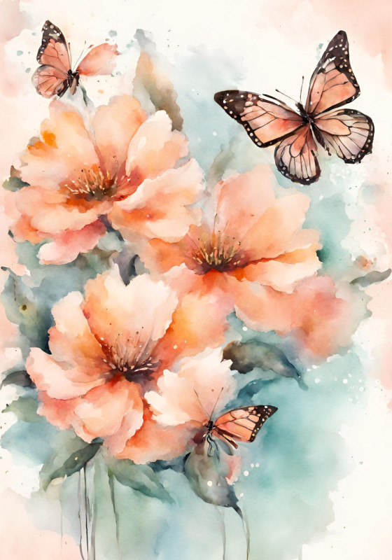 Wohndecke Butterflies and Flowers