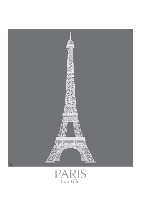 Motivbettwäsche Eiffelturm Monochrome Mikrofaser
