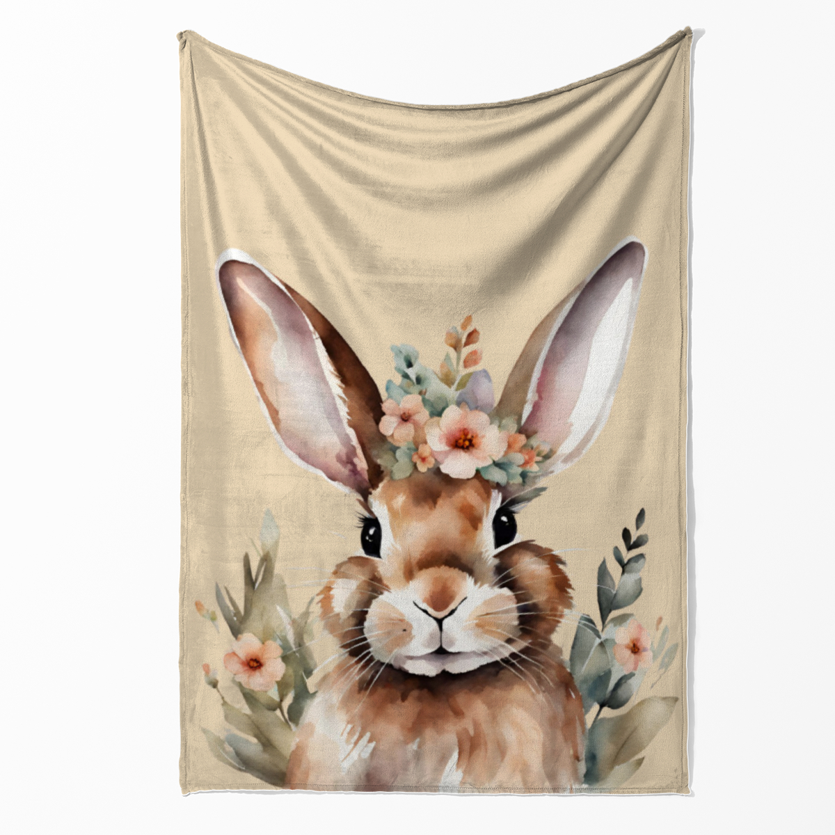 Wohndecke Hase mit Blümchen