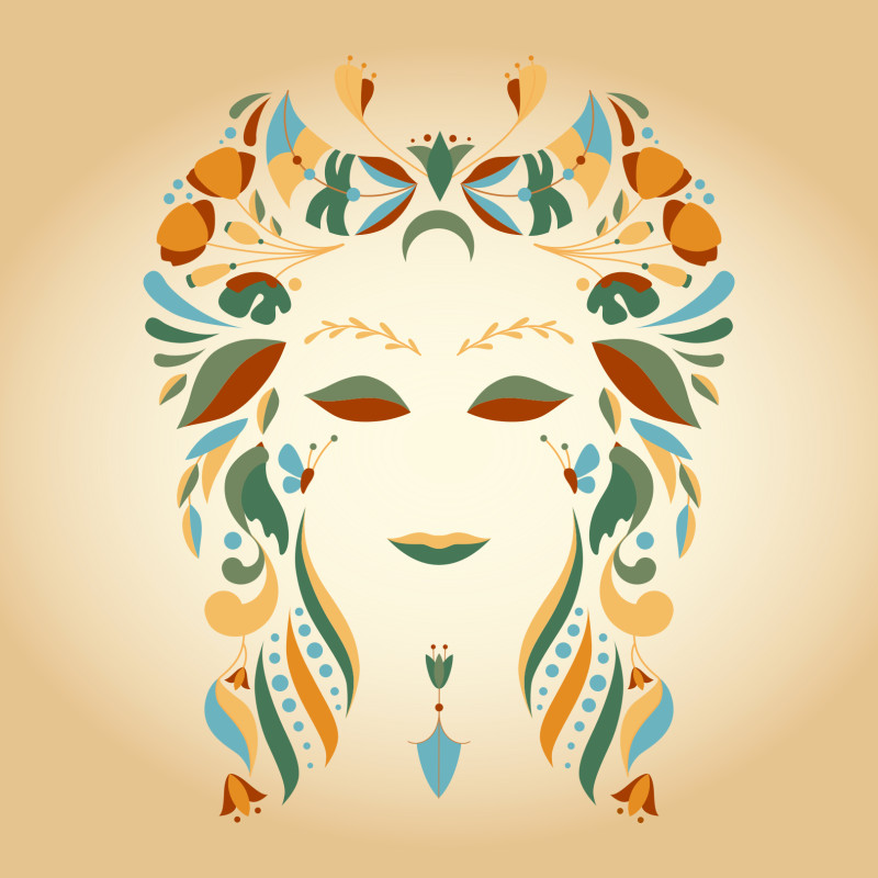 Samtkissen Zodiac Art – Jungfrau floral