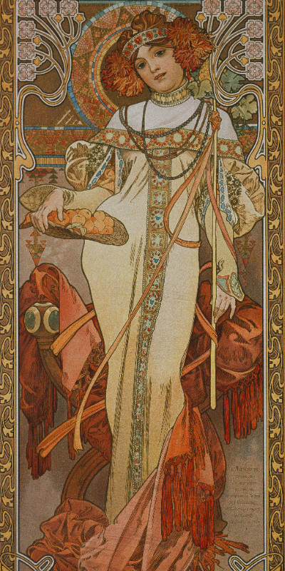 Handtuch Jahreszeiten: Der Herbst - Alfons Mucha