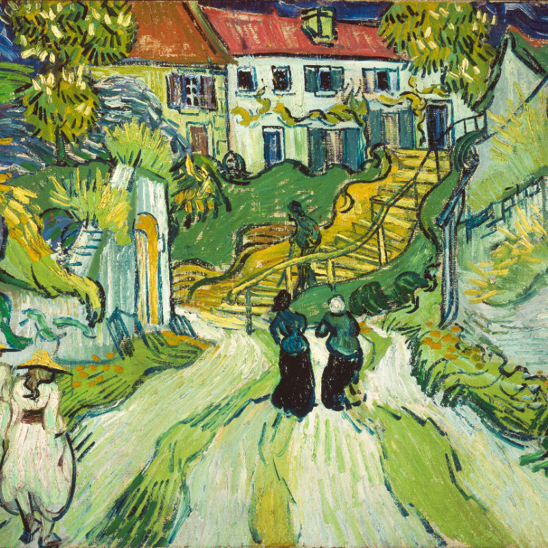 Samtkissenbezug Treppe in Auvers Van Gogh