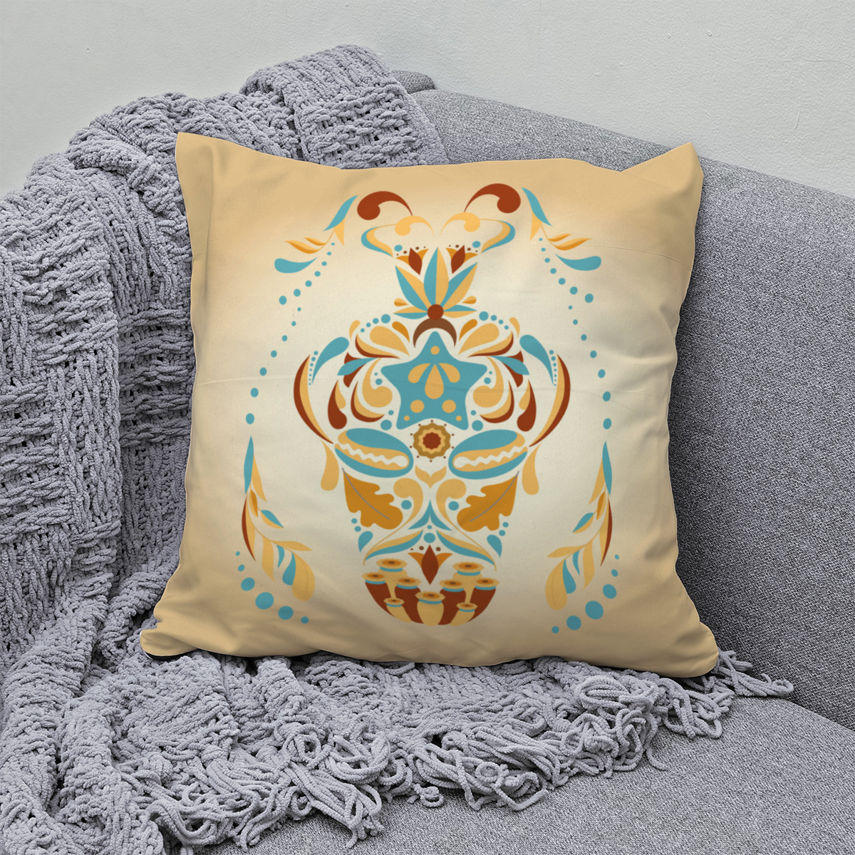 Samtkissen Zodiac Art – Wassermann floral