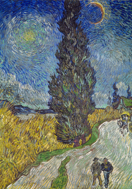 Duschvorhang Van Gogh - Landstraße mit Zypresse und Stern