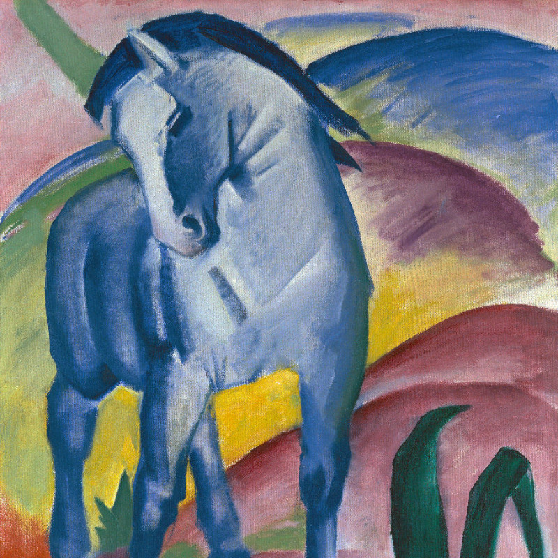 Motivbettwäsche Marc - Blaues Pferd Baumwolle