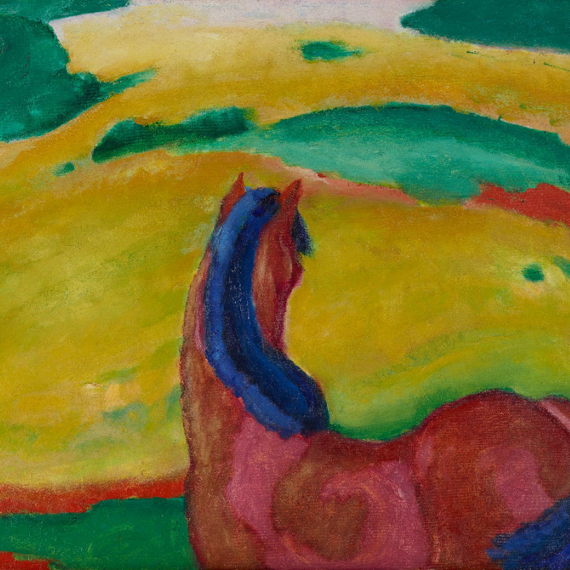 Samtkissenbezug Pferd in Landschaft Marc