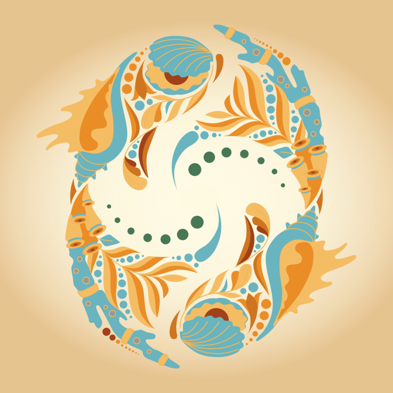 Samtkissen Zodiac Art – Fische floral