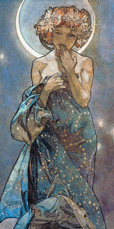 Handtuch Sterne: Der Mond - Alfons Mucha