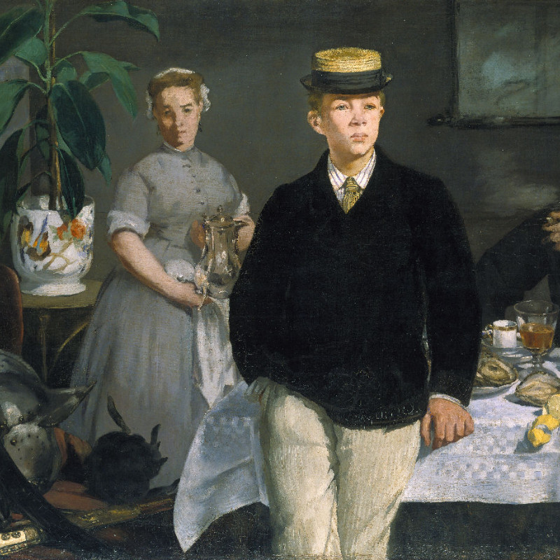 Samtkissenbezug Frühstück im Atelier Manet