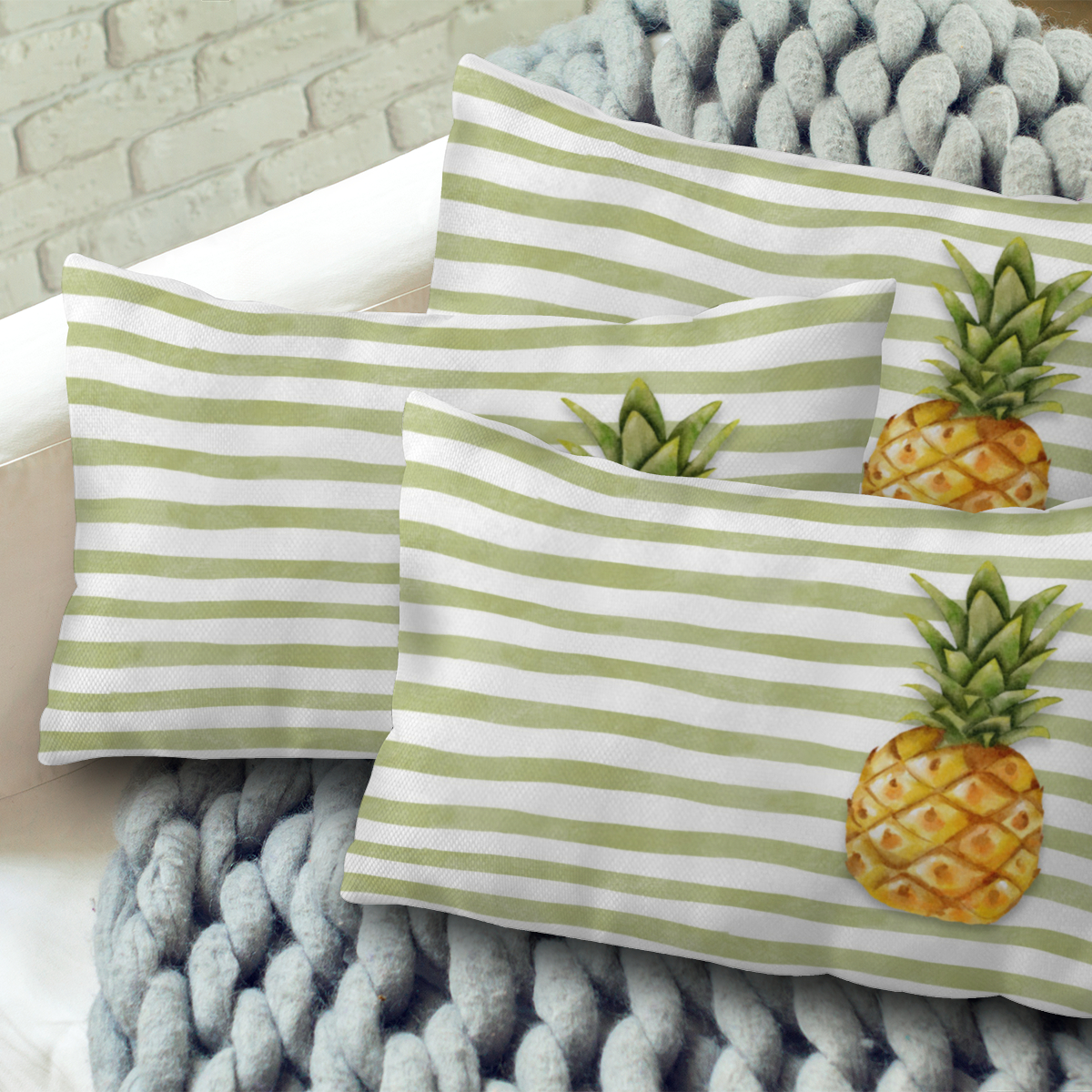 Samtkissenbezug Pineapple Stripes