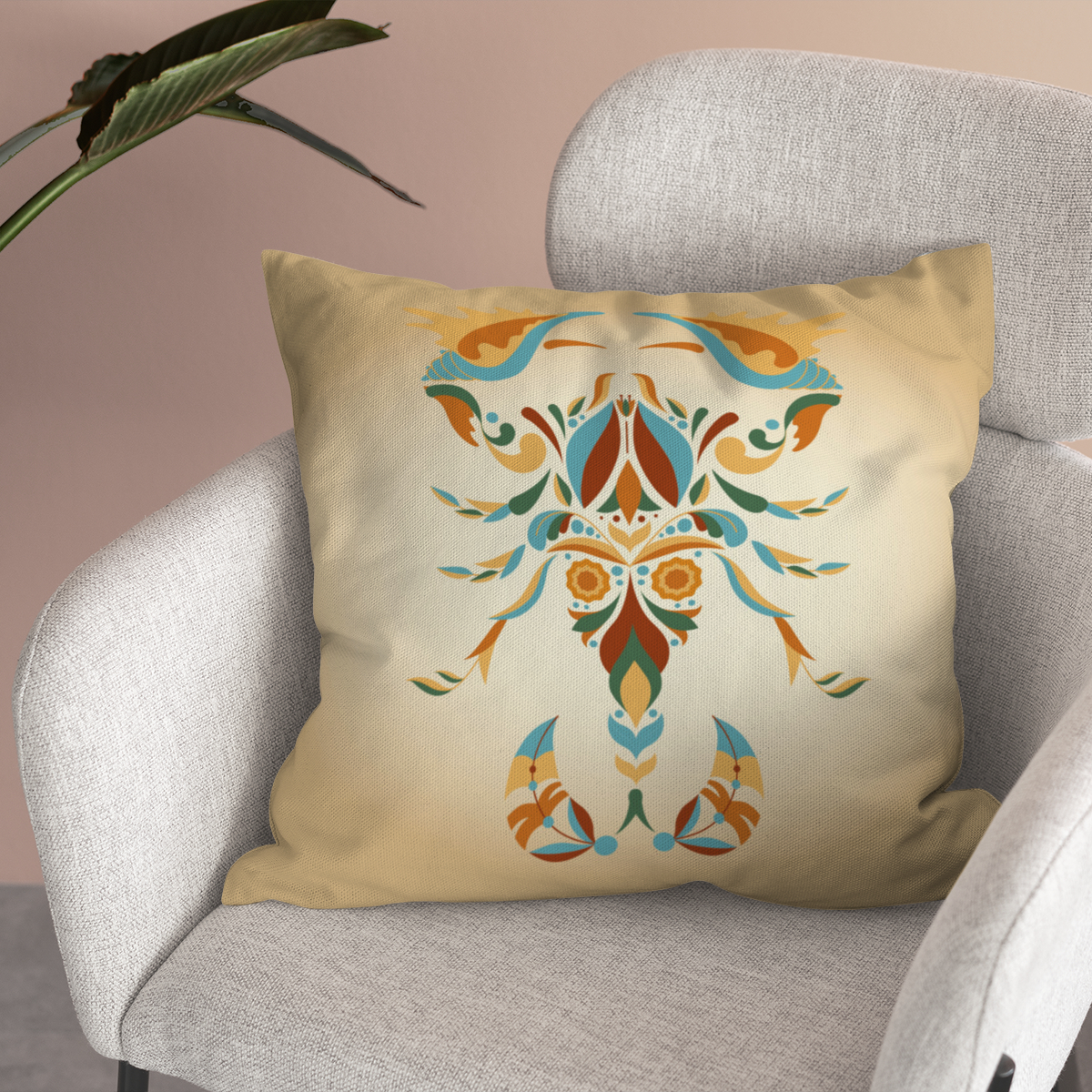 Samtkissen Zodiac Art – Skorpion floral