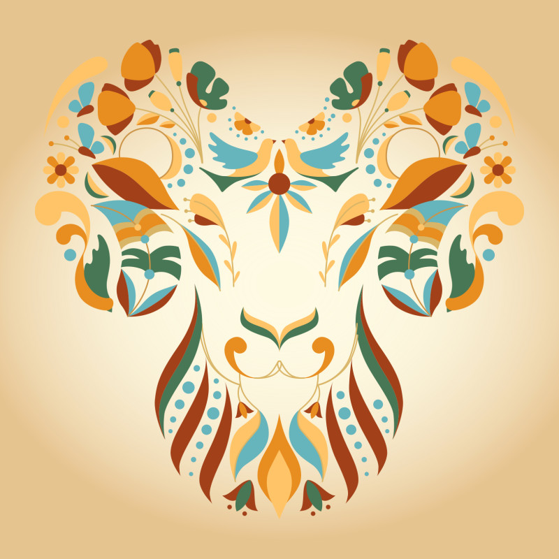 Samtkissen Zodiac Art – Widder floral