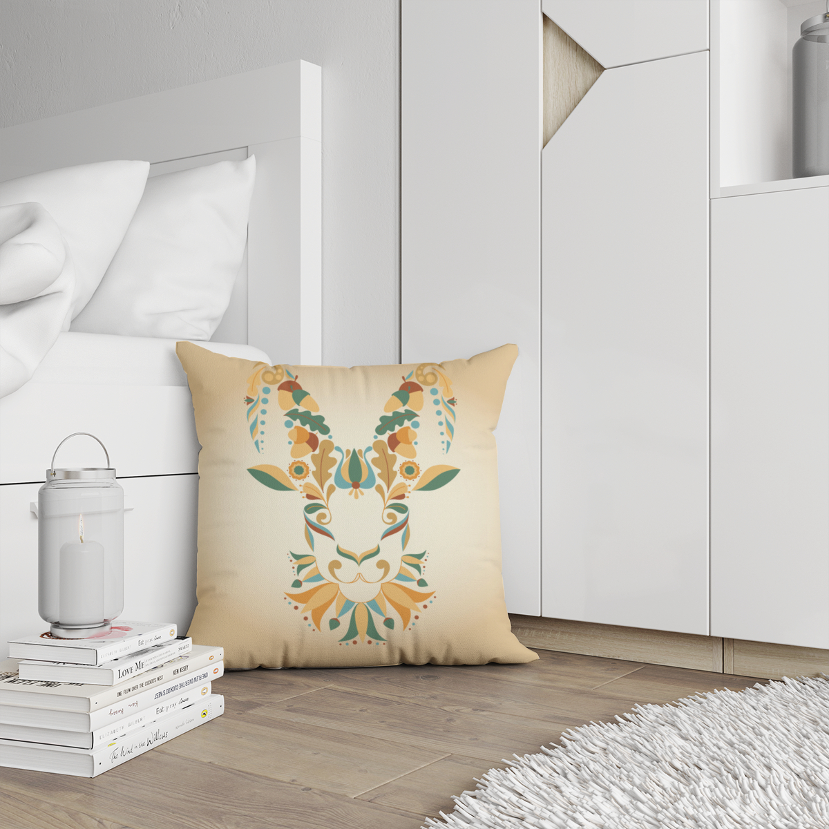 Samtkissen Zodiac Art – Fische floral