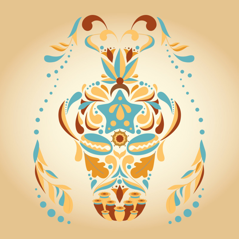 Samtkissen Zodiac Art – Wassermann floral