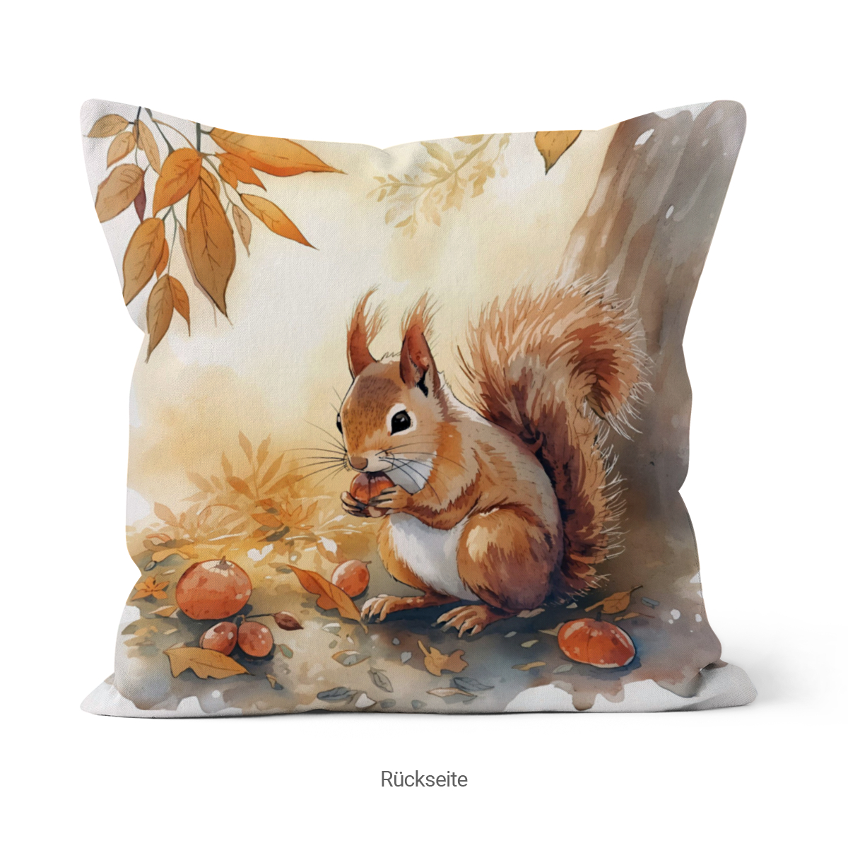 Samtkissenbezug Eichhörnchen im Herbst