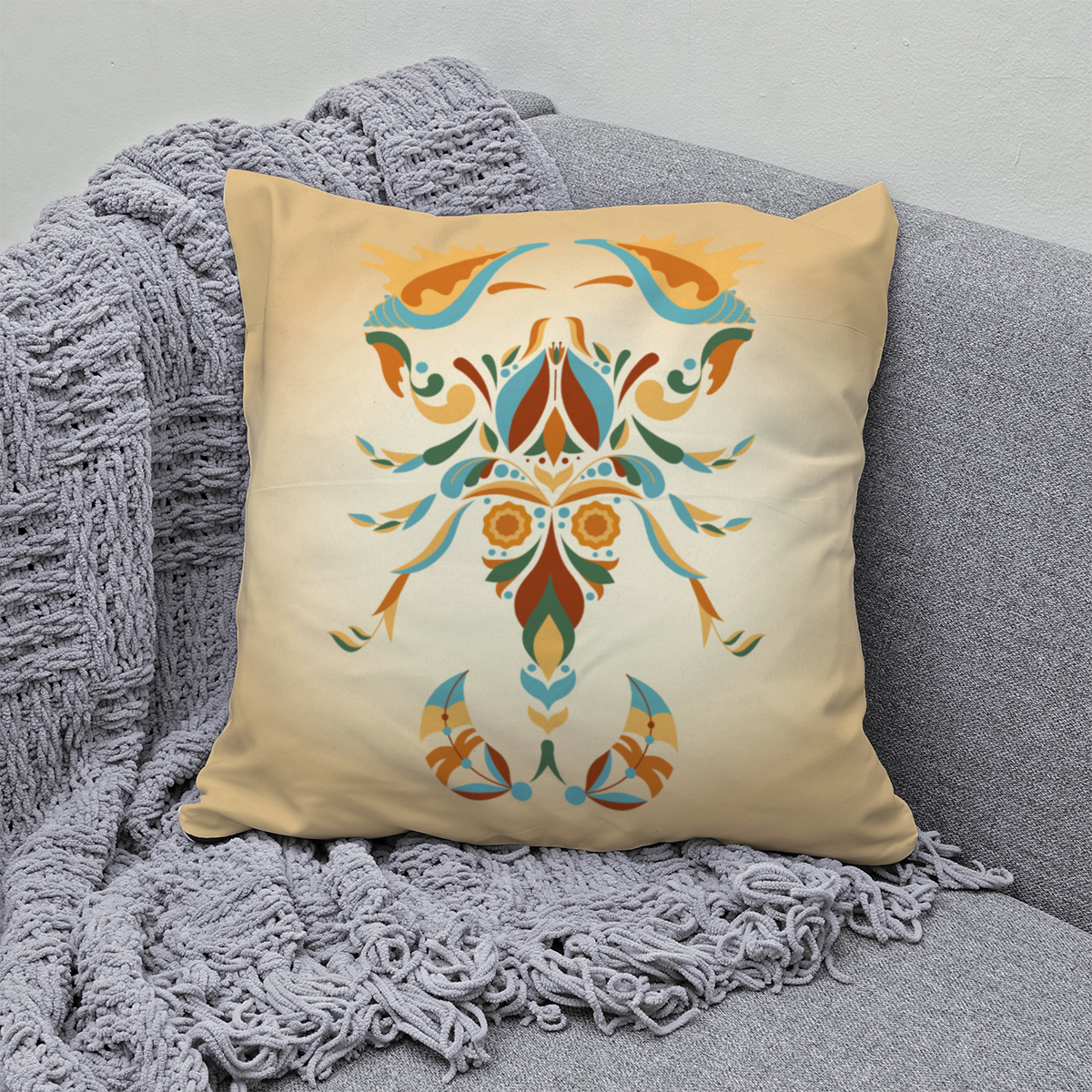 Samtkissen Zodiac Art – Skorpion floral