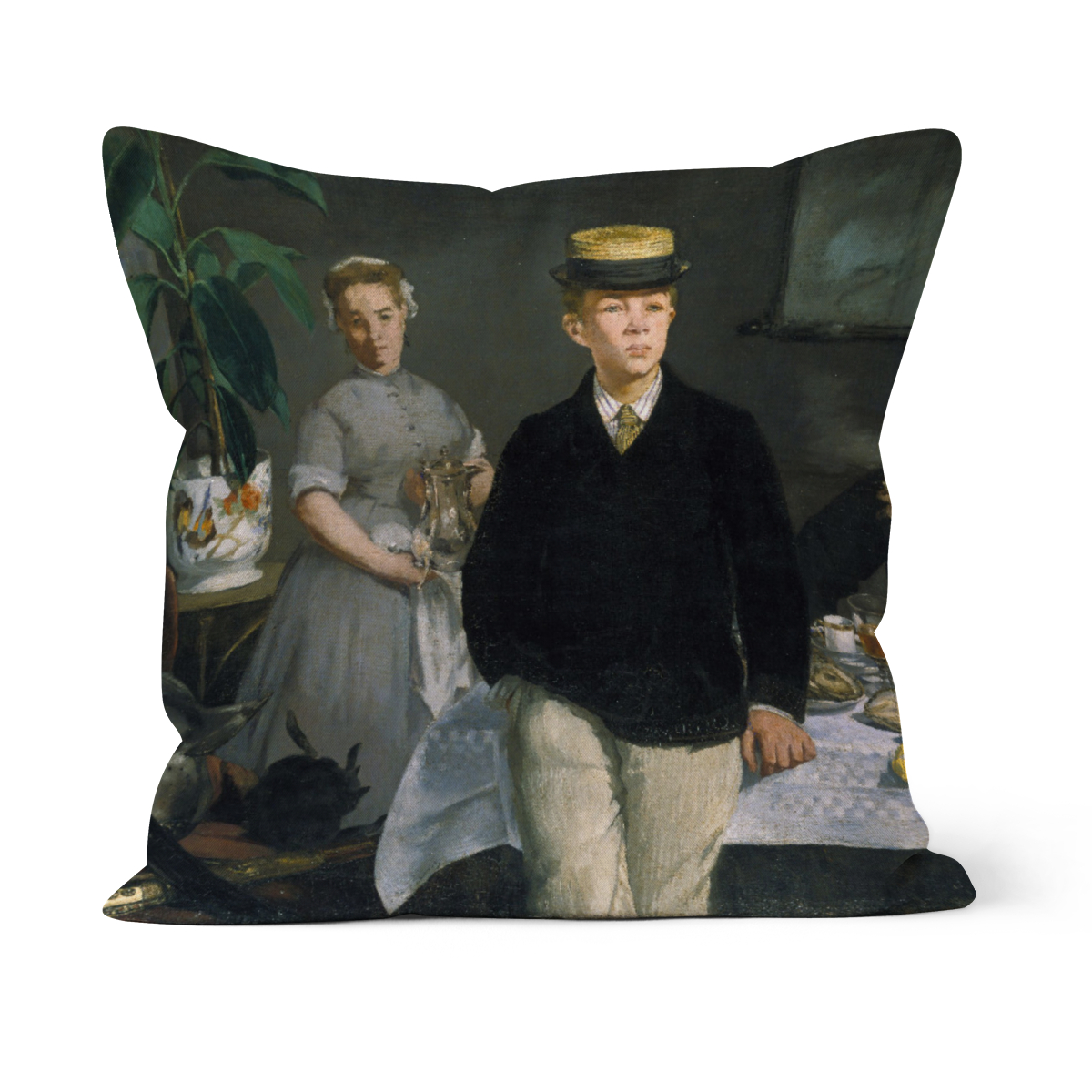 Samtkissenbezug Frühstück im Atelier Manet