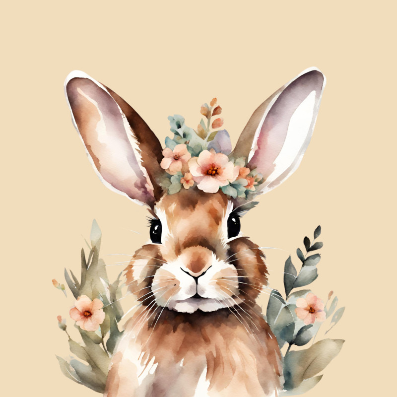 Samtkissenbezug Hase mit Blümchen