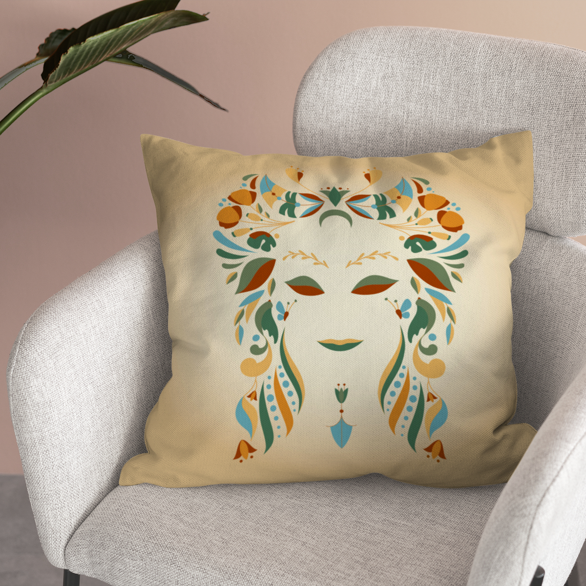 Samtkissen Zodiac Art – Jungfrau floral