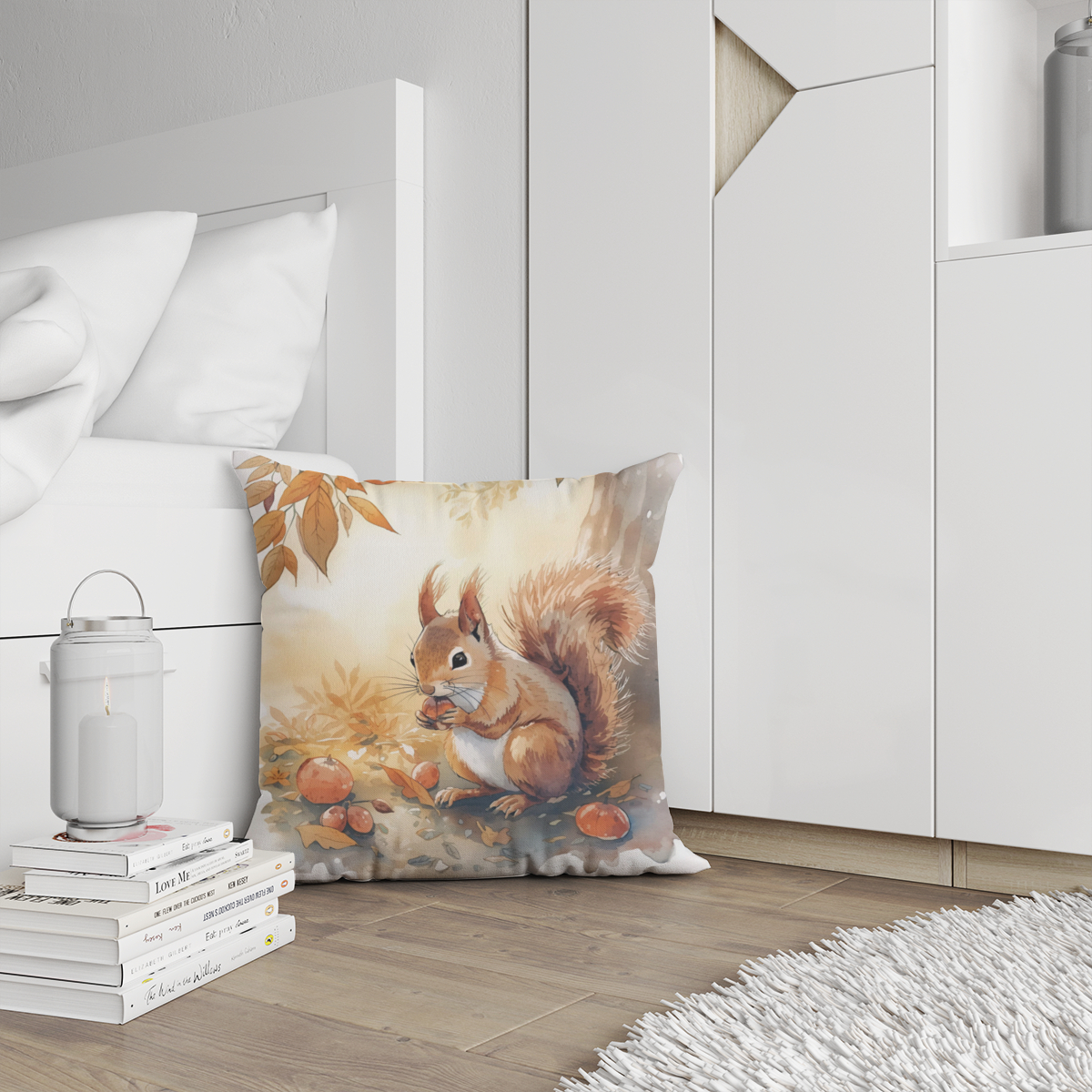 Samtkissenbezug Eichhörnchen im Herbst