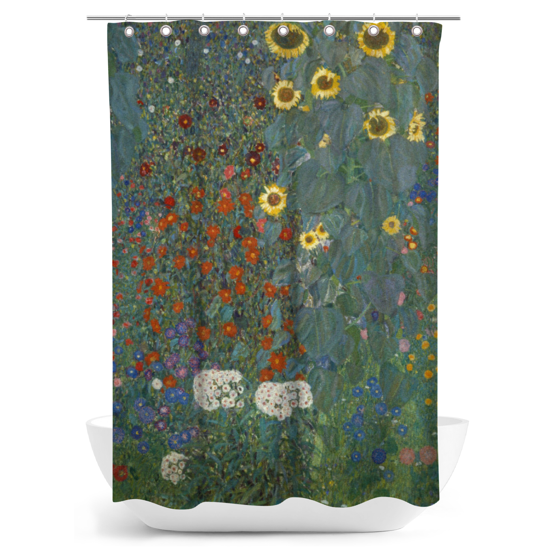 Duschvorhang Klimt - Bauerngarten mit Sonnenblumen