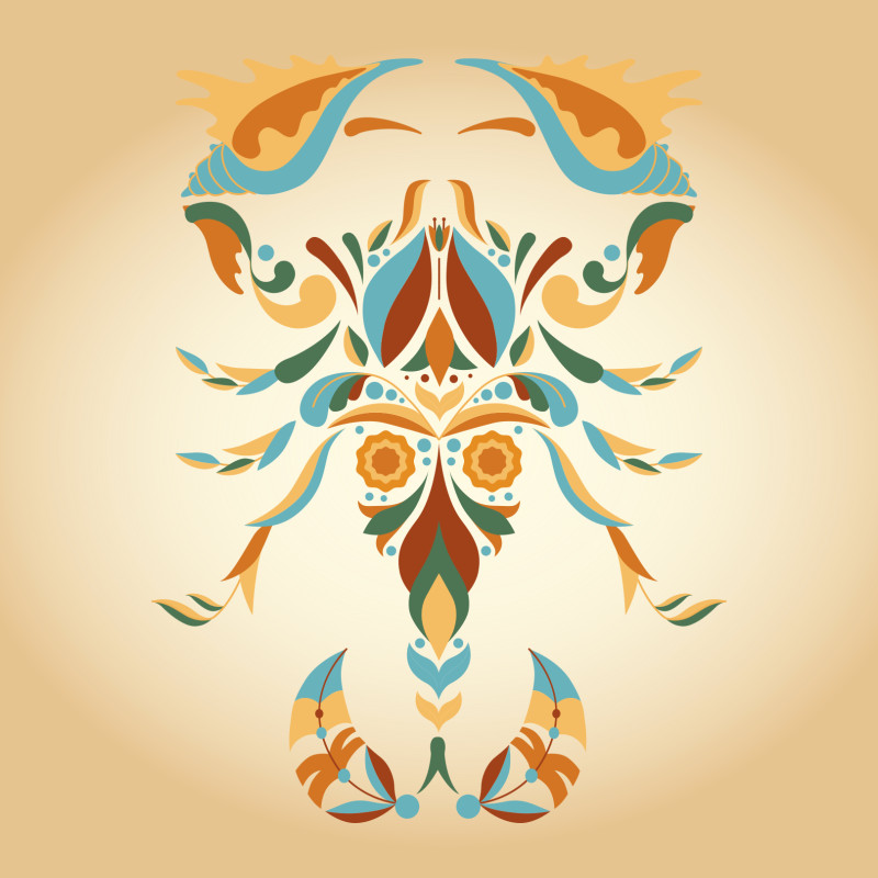 Samtkissen Zodiac Art – Skorpion floral