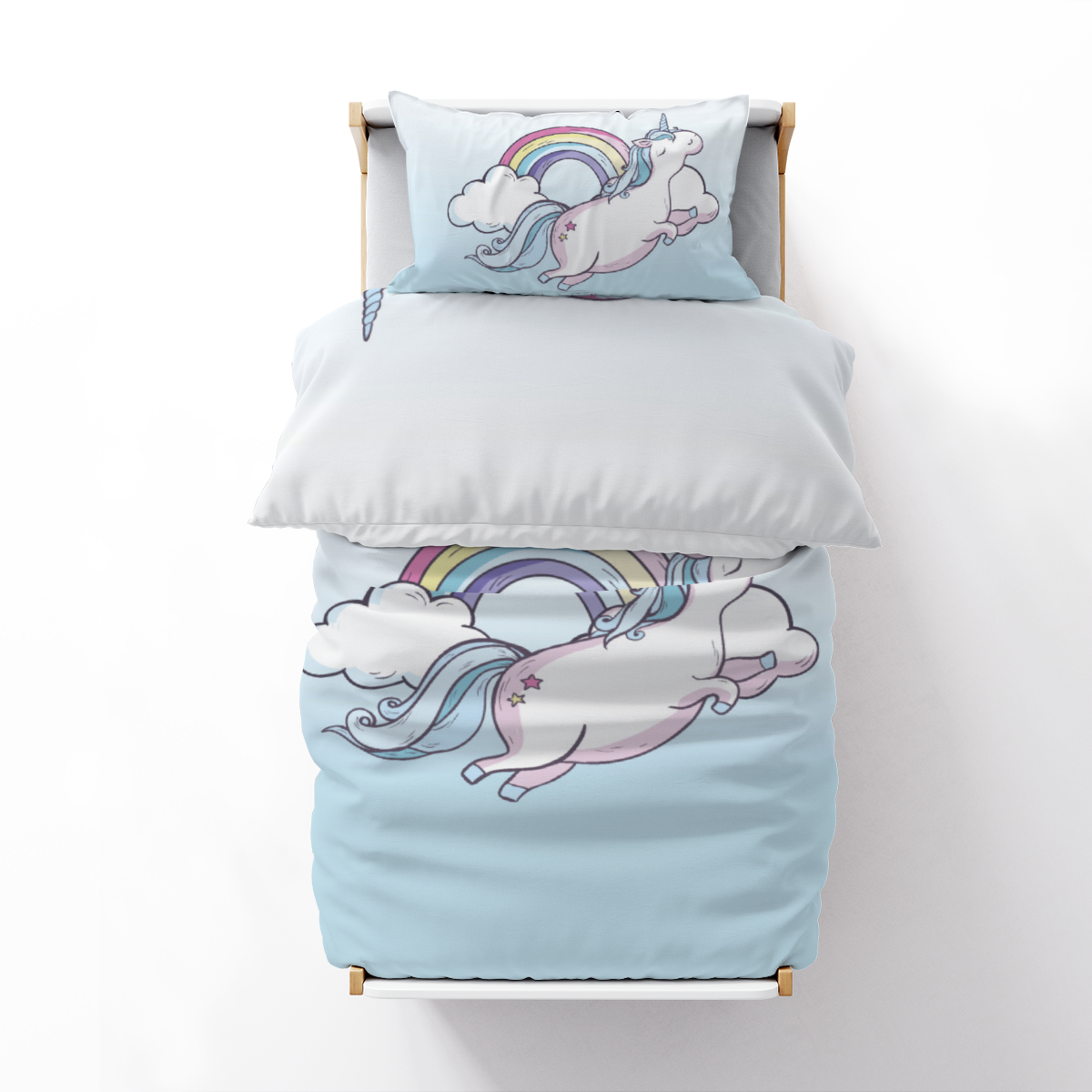 Kinderbettwäsche Einhornwolken Mikrofaser