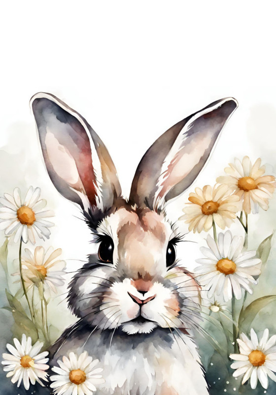 Wohndecke Häschen mit Gänseblümchen