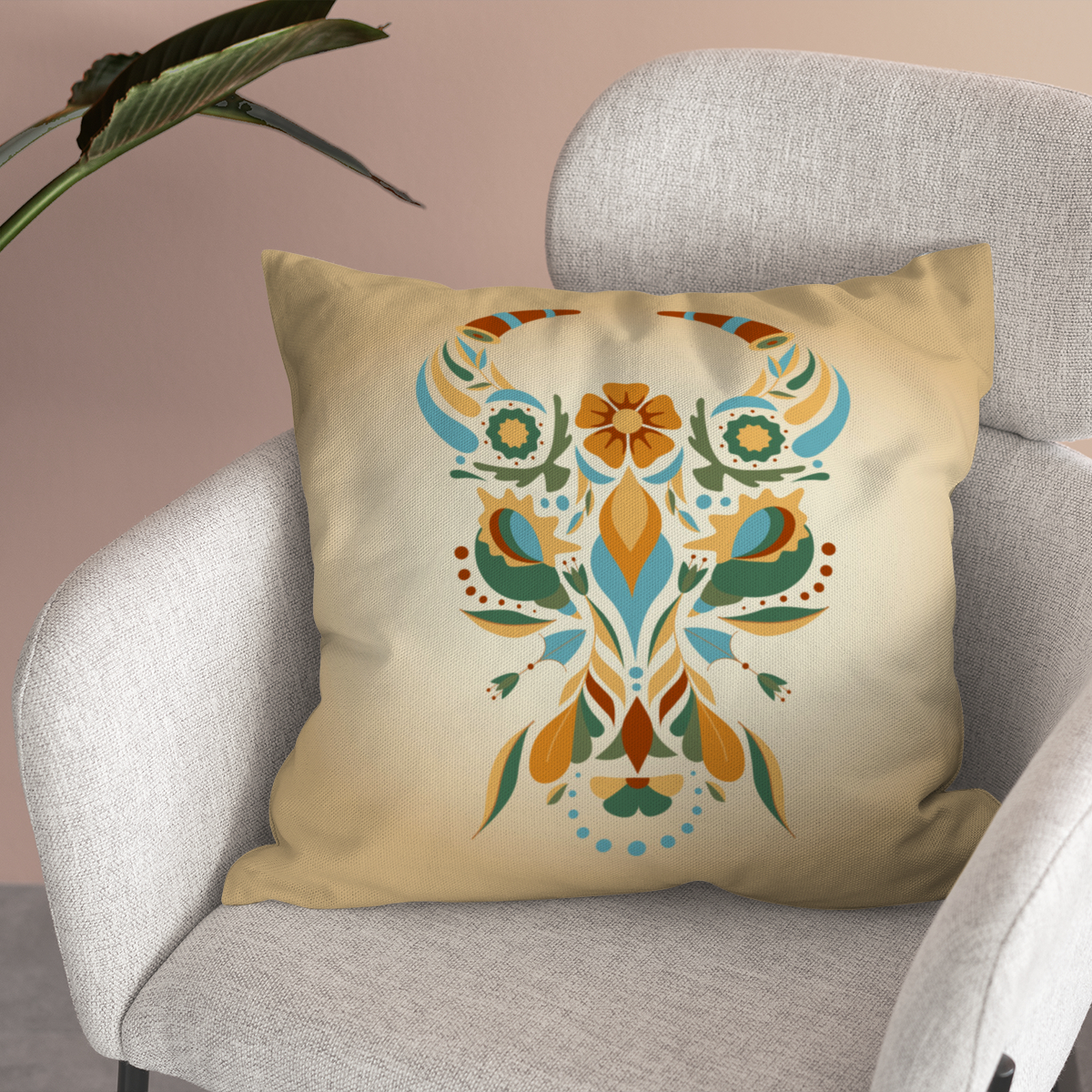Samtkissen Zodiac Art – Stier floral