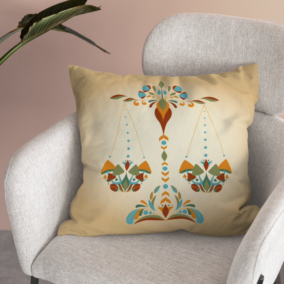 Samtkissen Zodiac Art – Waage floral