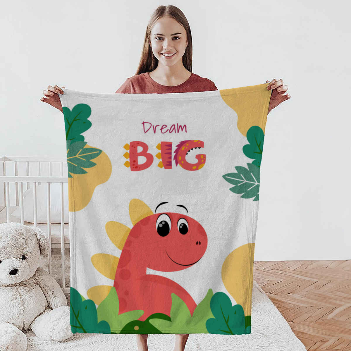 Babydecke Dream big mit niedlichem Dino