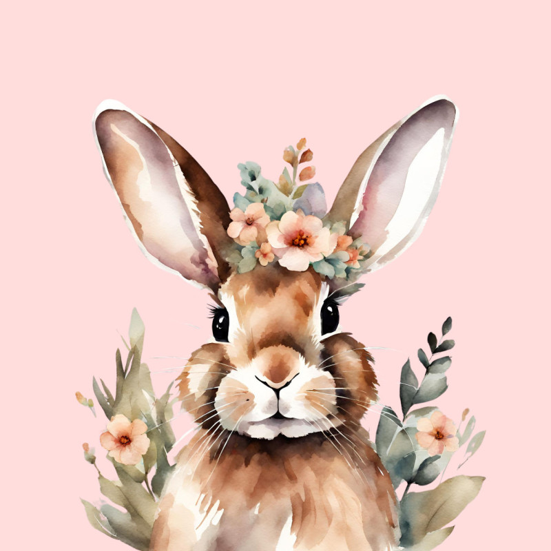Samtkissenbezug Hase mit Blümchen