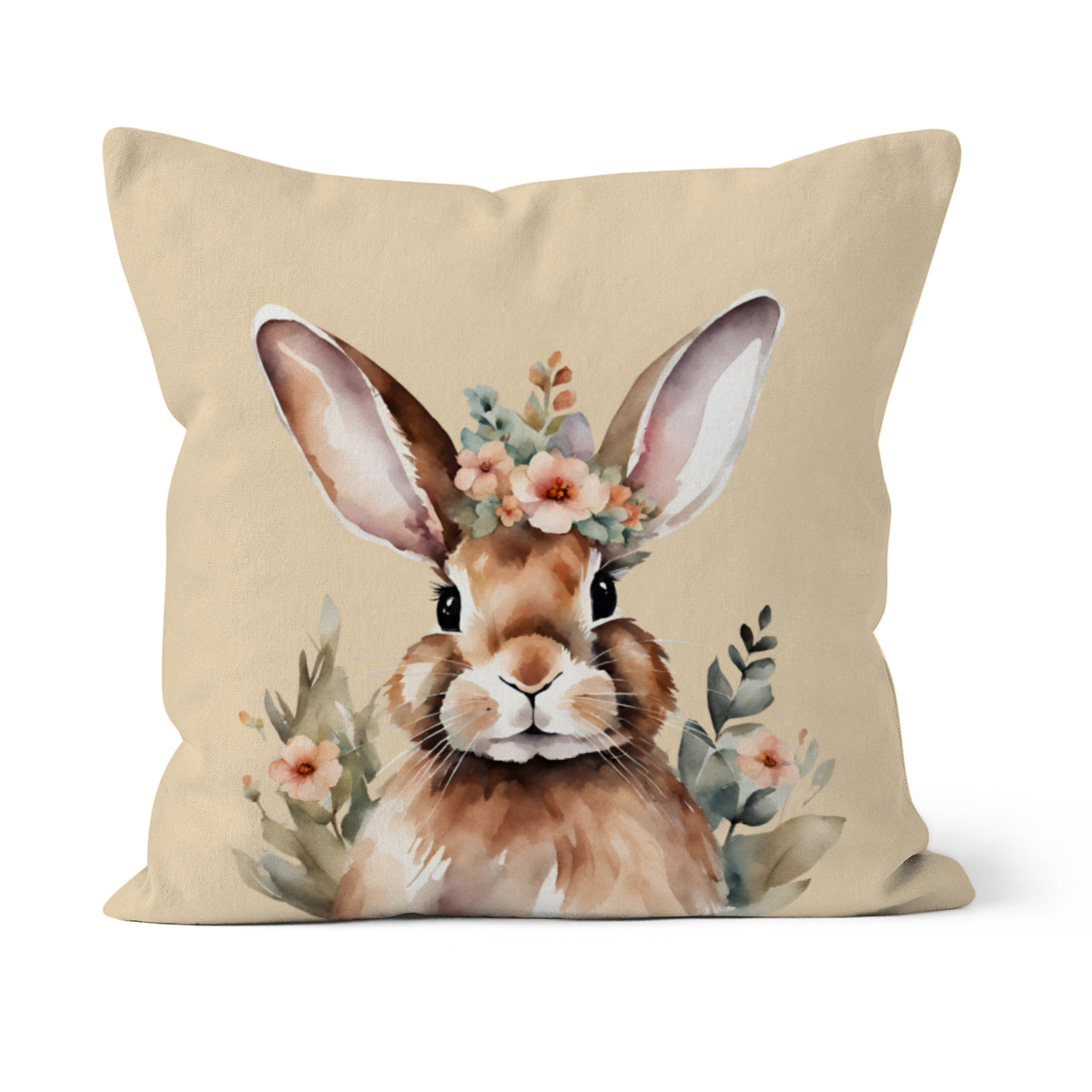 Samtkissenbezug Hase mit Blümchen